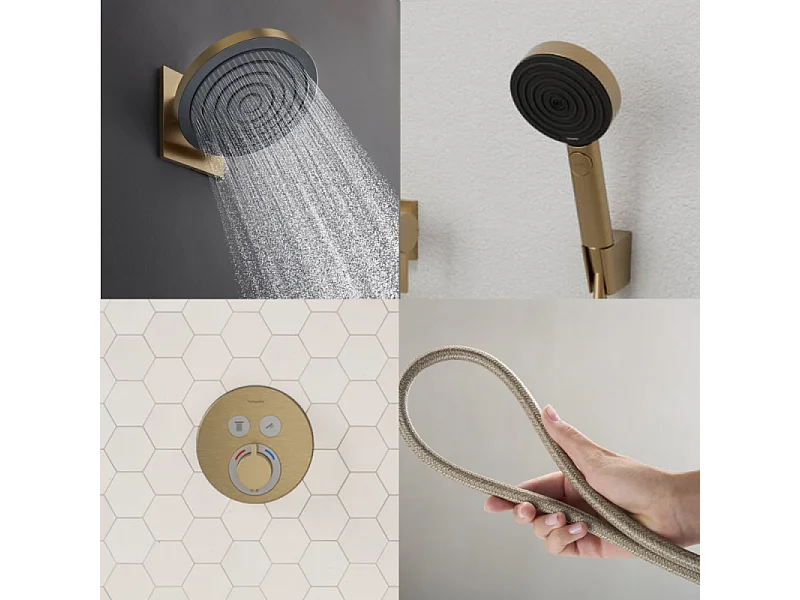 Colonne de douche encastrée thermostatique HANSGROHE ShowerSelect S Douche Pulsify Flexible Designflex Douchette Pulsify bronze