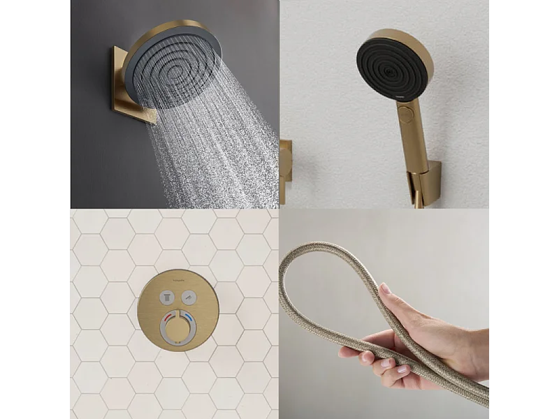 Colonne de douche encastrée thermostatique HANSGROHE ShowerSelect S Douche Pulsify Flexible Designflex Douchette Pulsify bronze