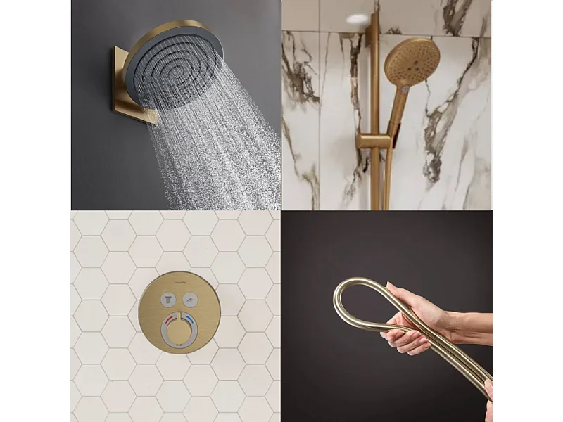 Colonne de douche encastrée thermostatique HANSGROHE ShowerSelect S Douche Pulsify Flexible Isiflex Douchette Raindance S bronze