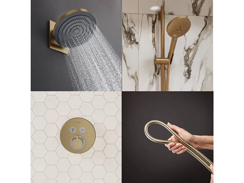 Colonne de douche encastrée thermostatique HANSGROHE ShowerSelect S Douche Pulsify Flexible Isiflex Douchette Raindance S bronze