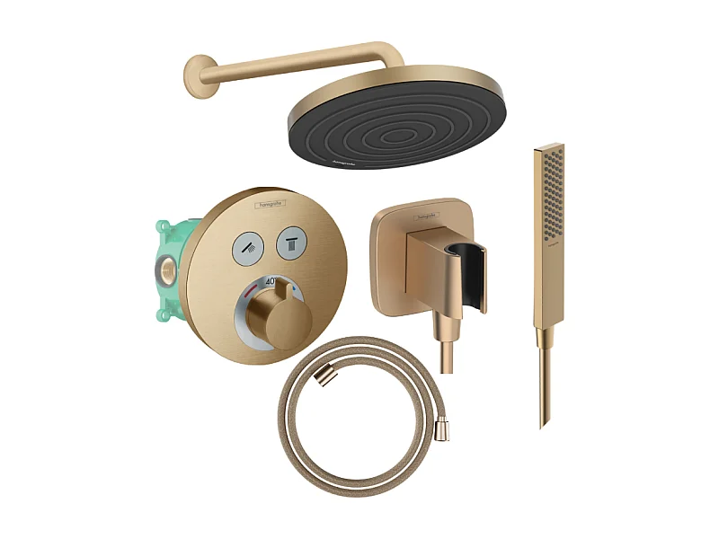 Colonne de douche encastrée thermostatique HANSGROHE ShowerSelect S Douche Pulsify Flexible Designflex Douchette Pulsify E  bronze