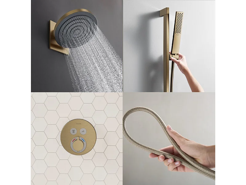 Colonne de douche encastrée thermostatique HANSGROHE ShowerSelect S Douche Pulsify Flexible Designflex Douchette Pulsify E  bronze