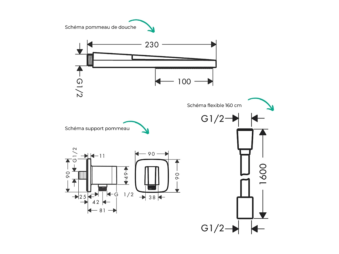 Colonne de douche encastrée thermostatique HANSGROHE ShowerSelect S Douche Pulsify Flexible Designflex Douchette Pulsify E  bronze