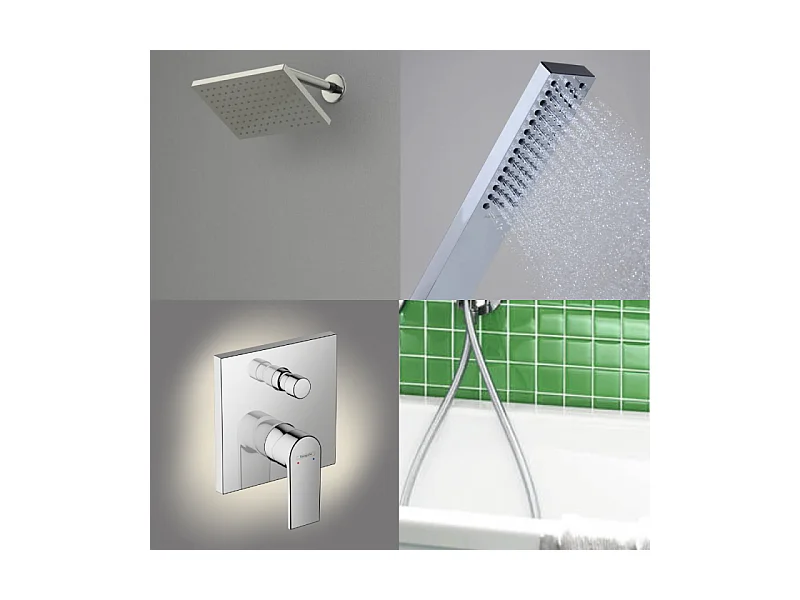 Colonne de douche encastrée mécanique HANSGROHE Vernis Shape Flexible Isiflex Douchette PulsifyE chromé