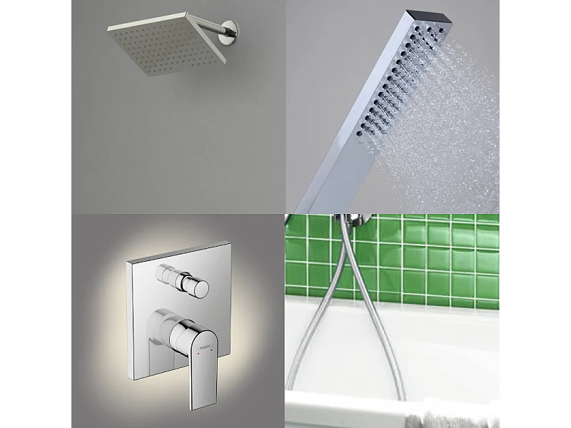 Colonne de douche encastrée mécanique HANSGROHE Vernis Shape Flexible Isiflex Douchette PulsifyE chromé