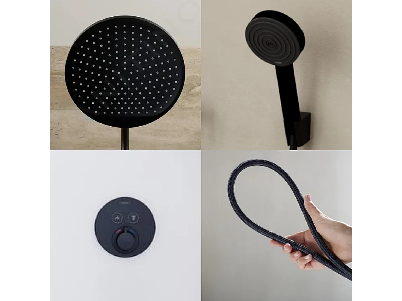 Colonne de douche encastrée thermostatique HANSGROHE ShowerSelect S Douche Vernis S Flexible Designflex Douchette Pulsify noir