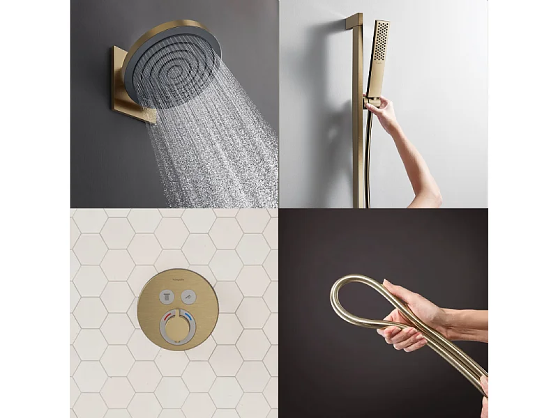 Colonne de douche encastrée thermostatique HANSGROHE ShowerSelect S Douche Pulsify Flexible Isiflex Douchette Pulsify E  bronze