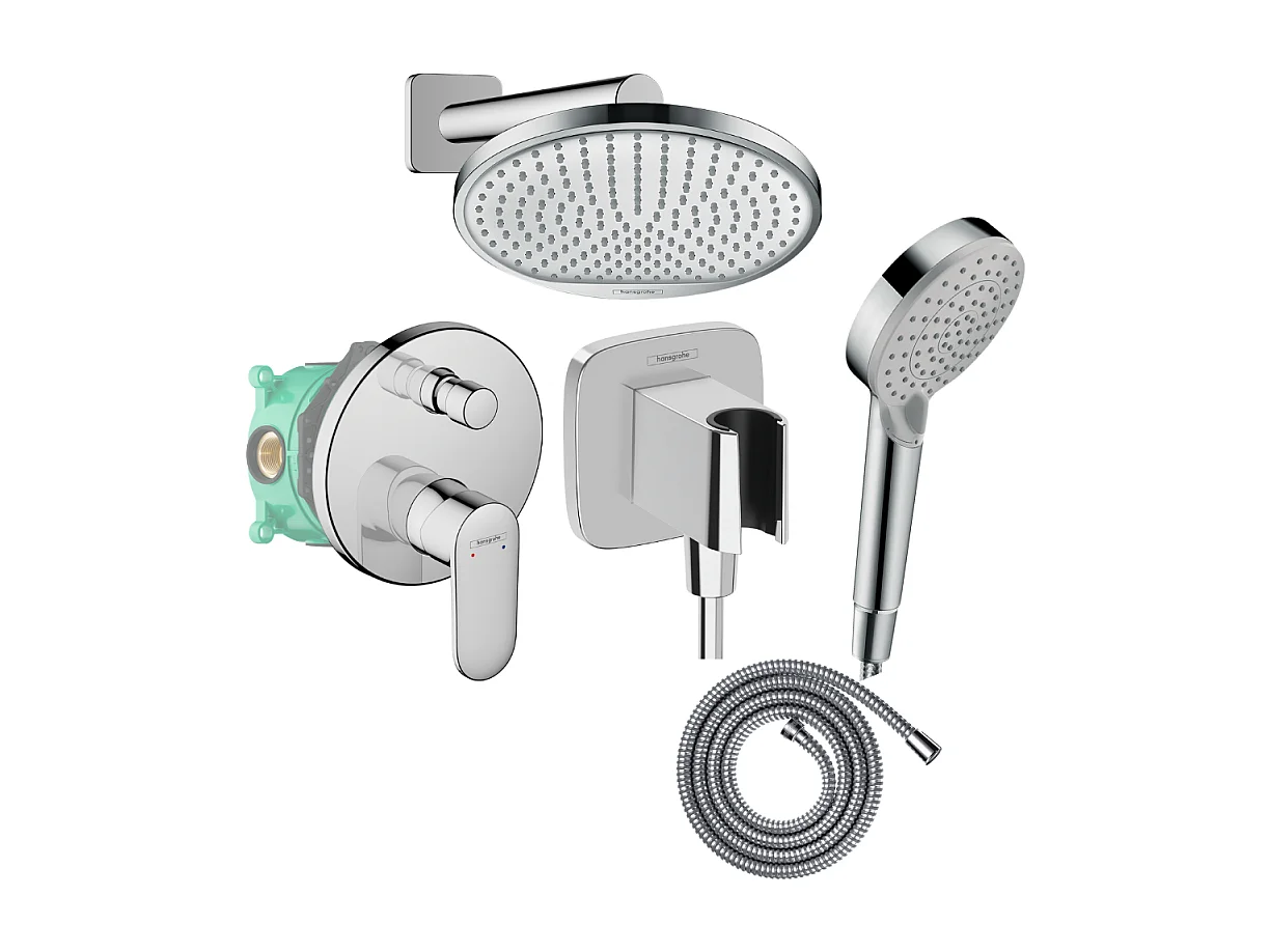 Colonne de douche encastrée mécanique HANSGROHE Vernis Blend Douche de tête Crometta Douchette Vernis Blend chromé