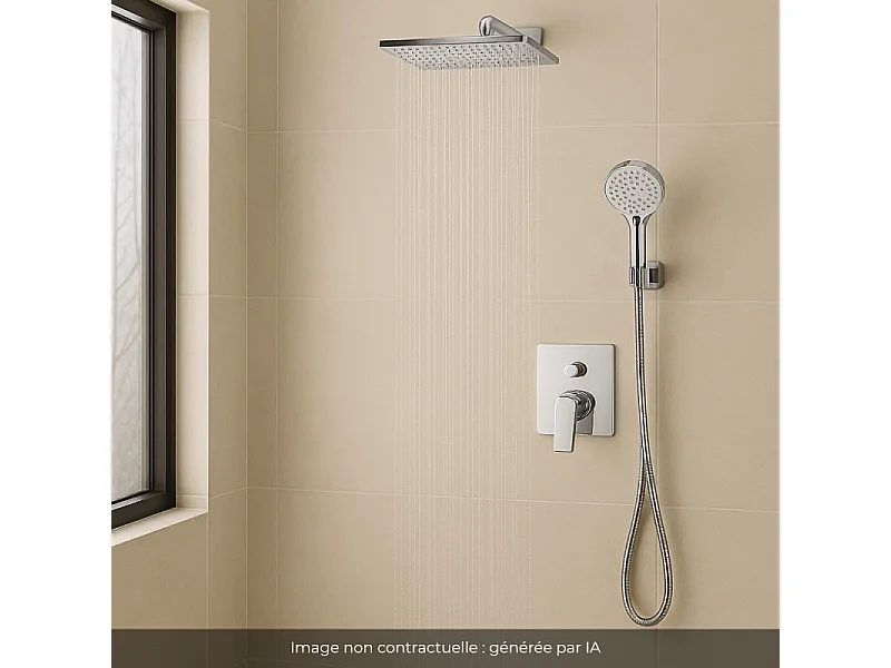 Colonne de douche encastrée mécanique HANSGROHE Vernis Shape Douche de tête Crometta Flexible Métaflex Douchette Crometta chromé