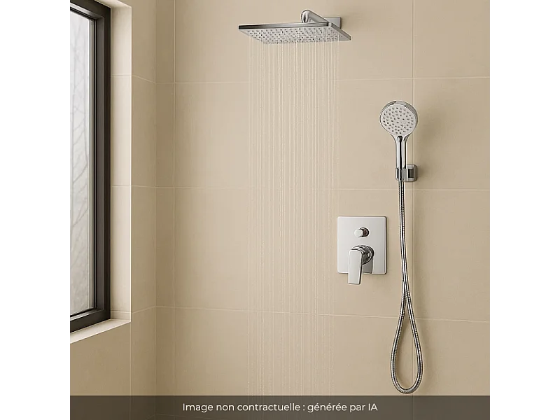 Colonne de douche encastrée mécanique HANSGROHE Vernis Shape Douche de tête Crometta Flexible Métaflex Douchette Crometta chromé