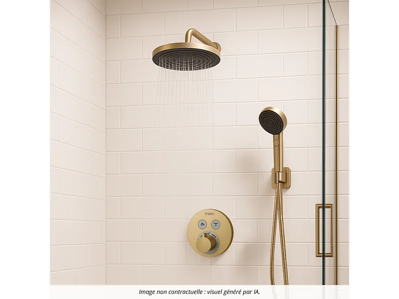 Colonne de douche encastrée thermostatique HANSGROHE ShowerSelect S Douche Pulsify Flexible Isiflex Douchette Pulsify bronze