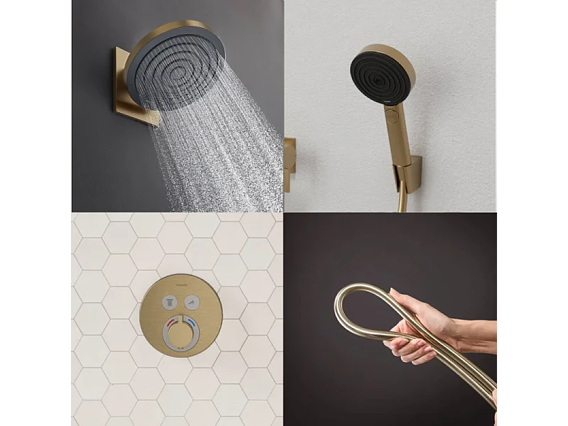 Colonne de douche encastrée thermostatique HANSGROHE ShowerSelect S Douche Pulsify Flexible Isiflex Douchette Pulsify bronze