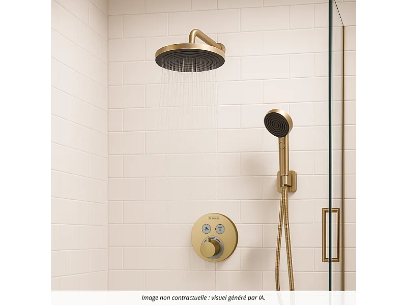 Colonne de douche encastrée thermostatique HANSGROHE ShowerSelect S Douche Pulsify Flexible Isiflex Douchette Pulsify bronze