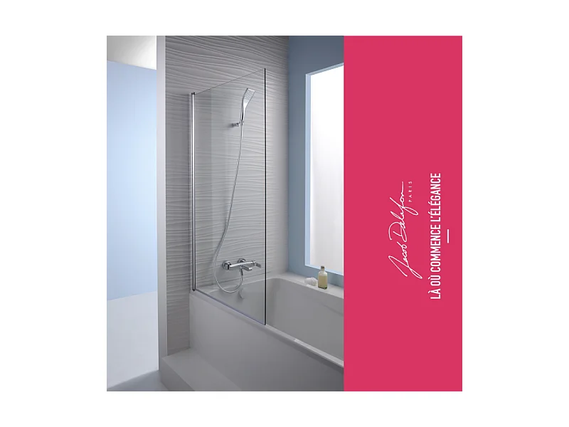 Pack baignoire droite 170 x 75 JACOB DELAFON Elise + pack pommeau et mitigeur bain douche noir mat + pare bain chromé + vidage