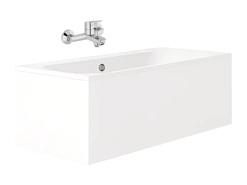 Pack baignoire droite 180 x 80 JACOB DELAFON Elise + mitigeur bain douche chromé + vidage