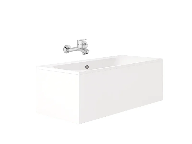 Pack baignoire droite 180 x 80 JACOB DELAFON Elise + mitigeur bain douche chromé + vidage