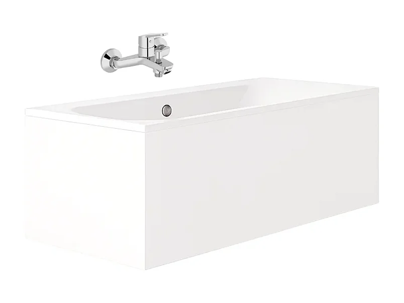 Pack baignoire droite 170 x 75 JACOB DELAFON Elise + mitigeur bain douche chromé + vidage