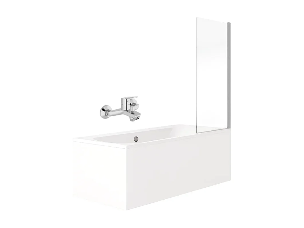 Pack baignoire droite 180 x 80 JACOB DELAFON Elise + mitigeur bain douche chromé + pare bain chromé + vidage