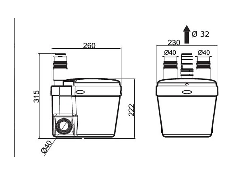 Pompe de relevage VIDMATIC 110S WATERMATIC pour cuisine et buanderie