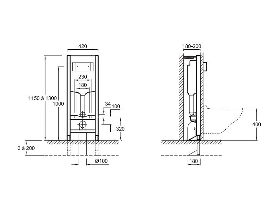 Pack WC suspendu sans bride JACOB DELAFON Struktura avec abattant + bâti support + plaque