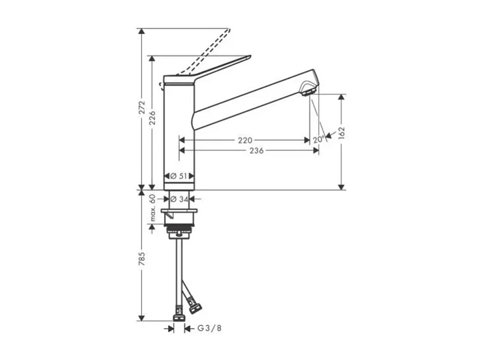 Robinet de cuisine rabattable HANSGROHE Zesis M33 160 chromé
