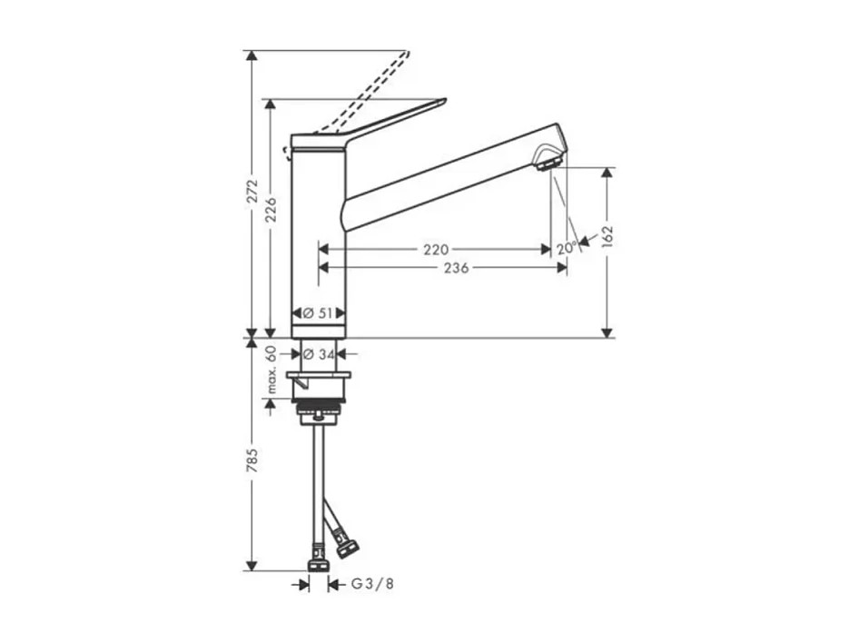 Robinet de cuisine rabattable HANSGROHE Zesis M33 160 chromé
