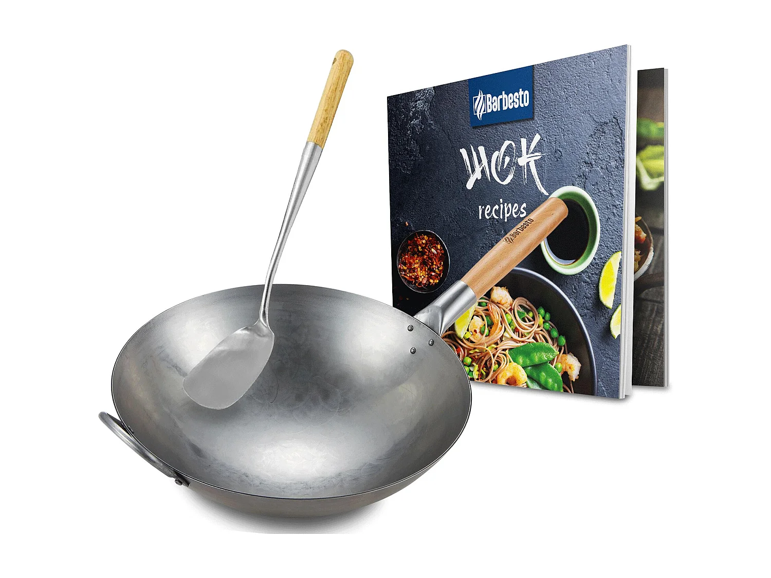 Ensemble wok en acier au carbone - Ø36 cm