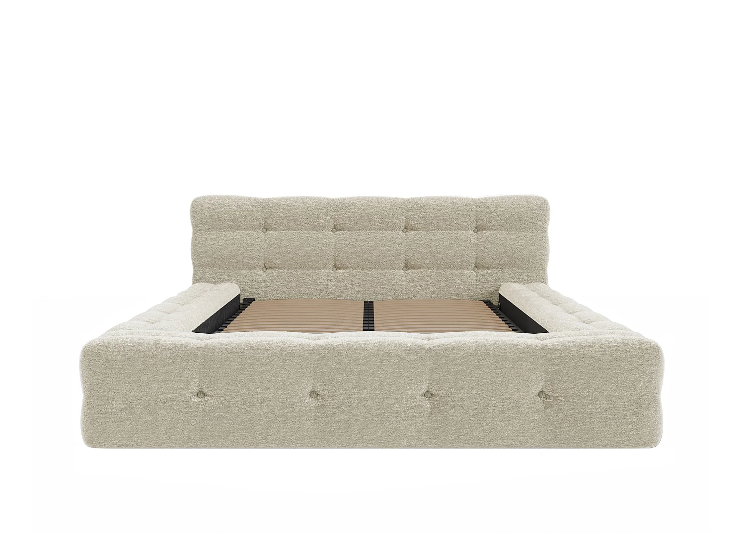 Letto trapuntato 160 x 200 cm Tessuto bouclette Beige + Rete  - LERUCO di PASCAL MORABITO