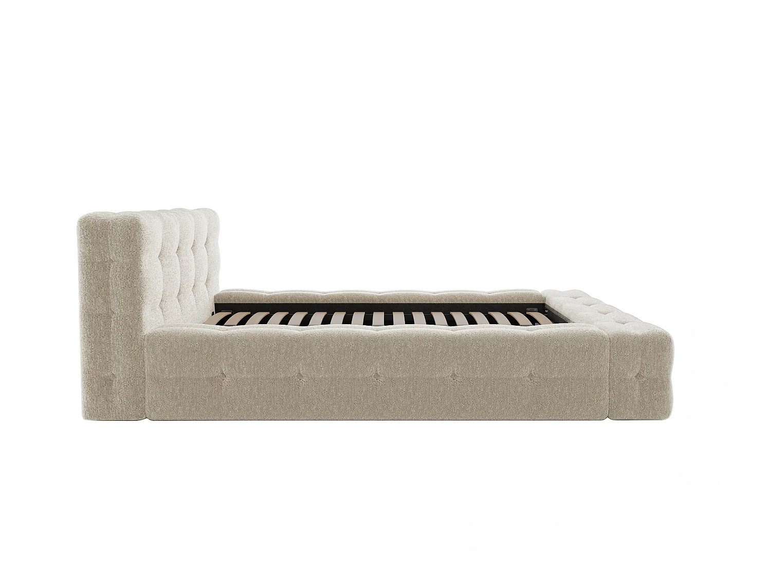 Letto trapuntato 160 x 200 cm Tessuto bouclette Beige + Rete  - LERUCO di PASCAL MORABITO