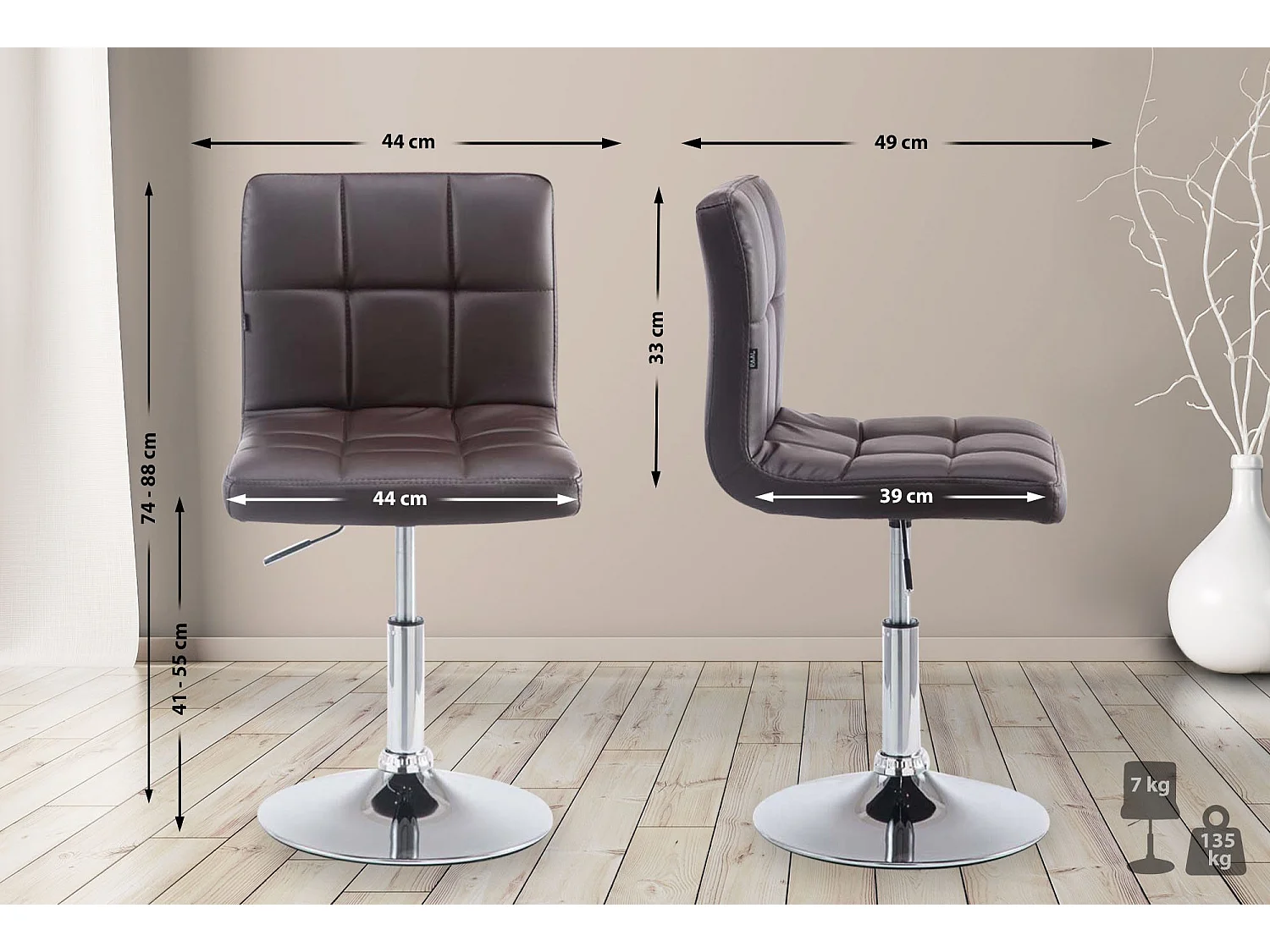 Chaise longue - Similicuir & Nature - Marron - Palma V2