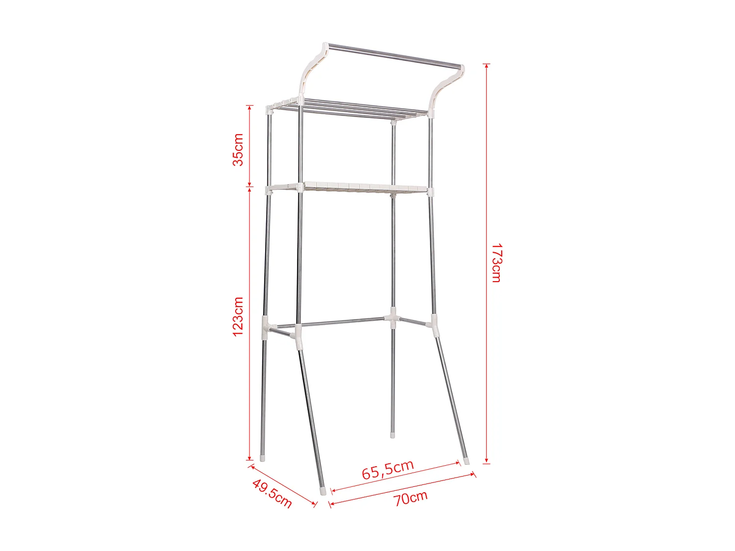 Etagère pour lave-linge Ellsworth en tubes d'acier avec deux espaces de rangement