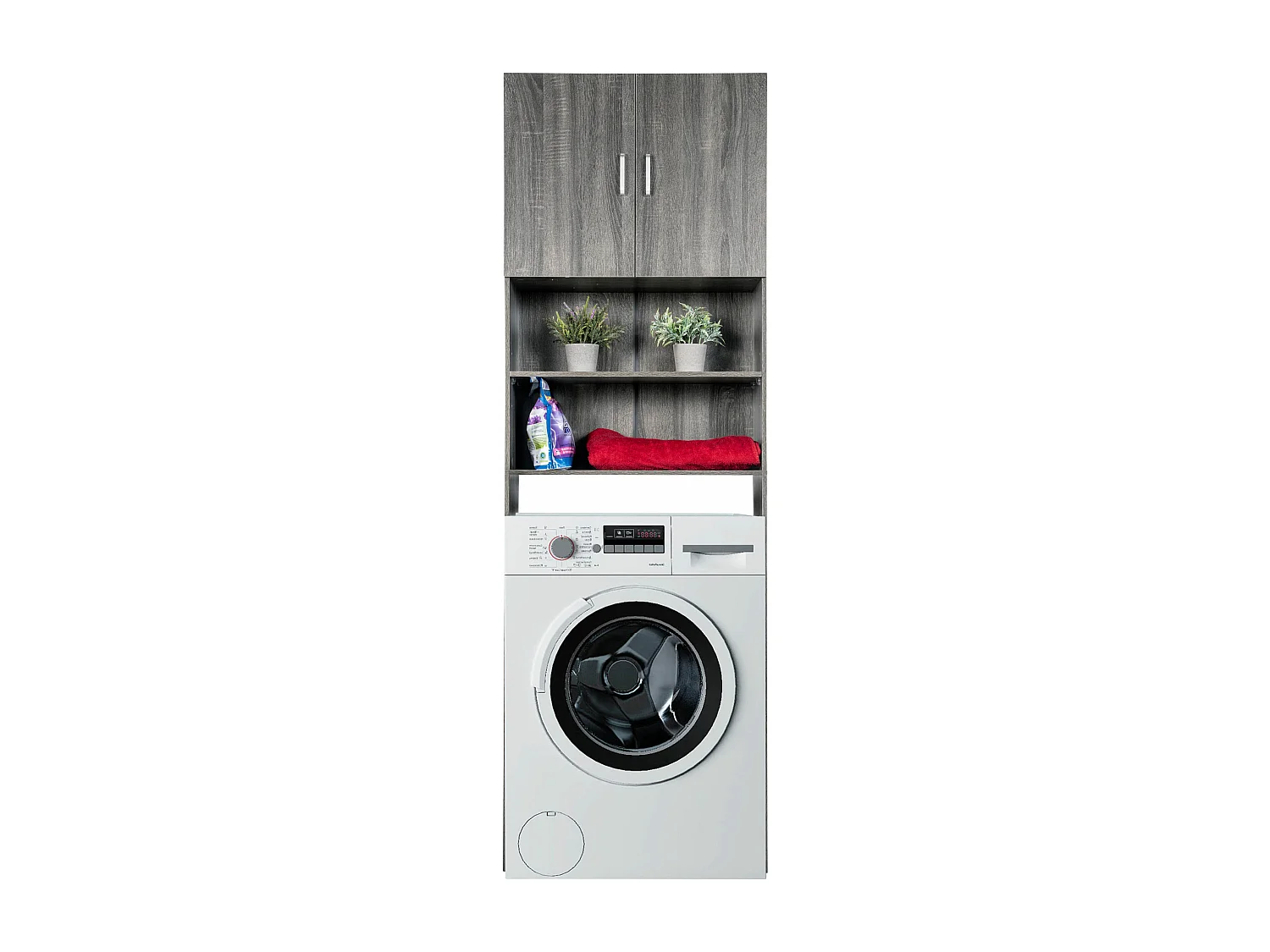 Etagère pour lave-linge Gardiner en Bois avec 2 étagères et 1 armoire à 2 portes