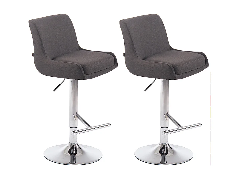 Lot de 2  Tabouret de bar - Tissu & Métal - Gris foncé - Club