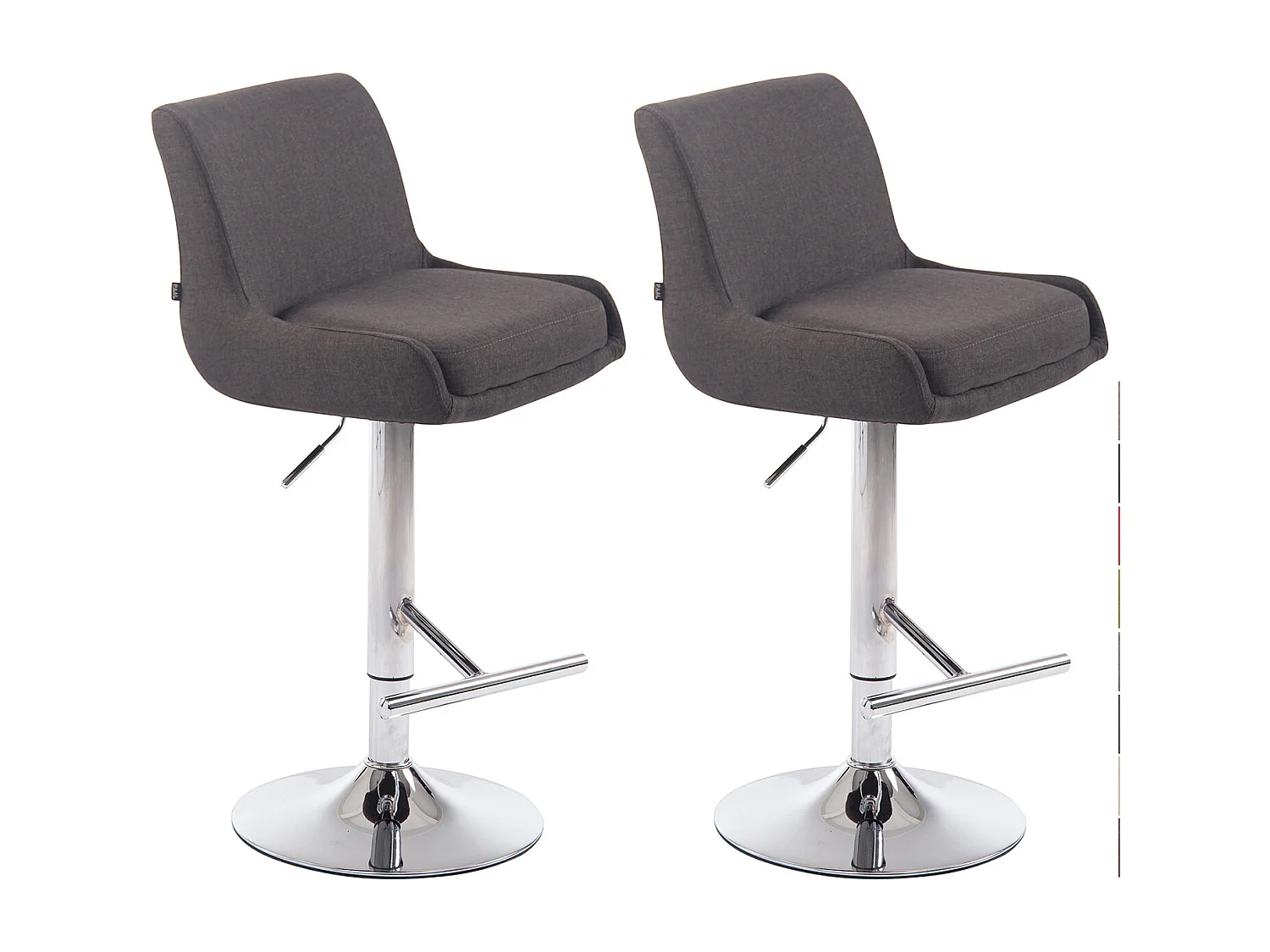 Lot de 2  Tabouret de bar - Tissu & Métal - Gris foncé - Club