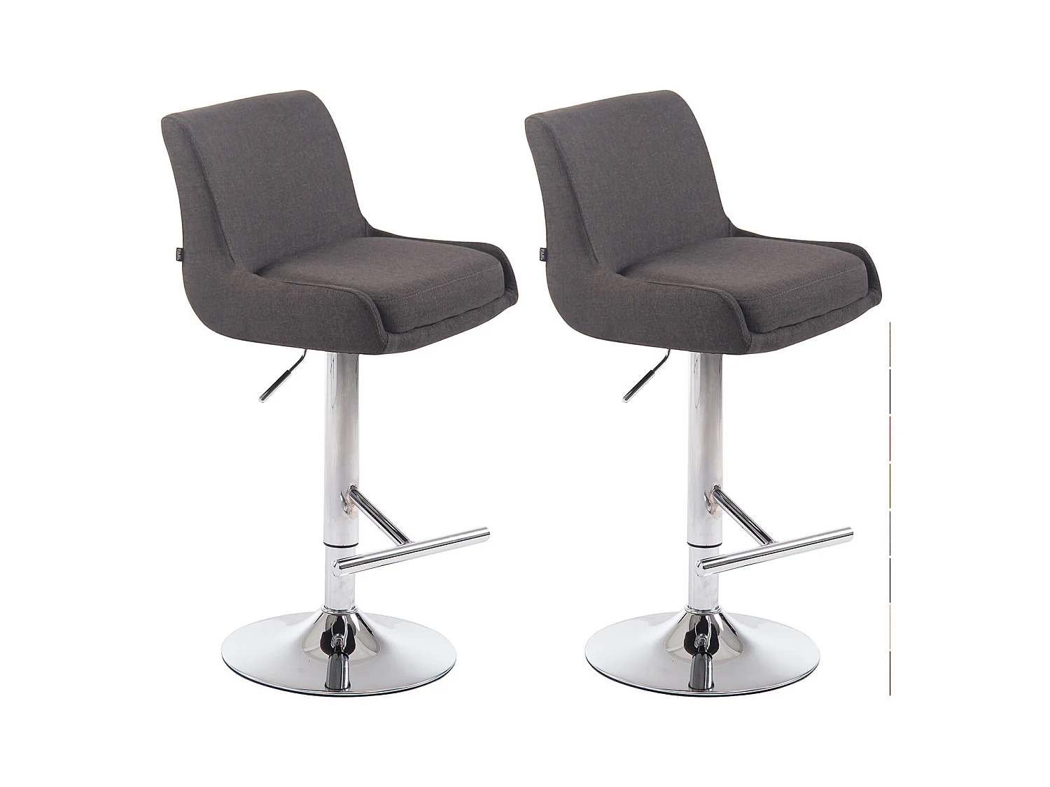 Lot de 2  Tabouret de bar - Tissu & Métal - Gris foncé - Club