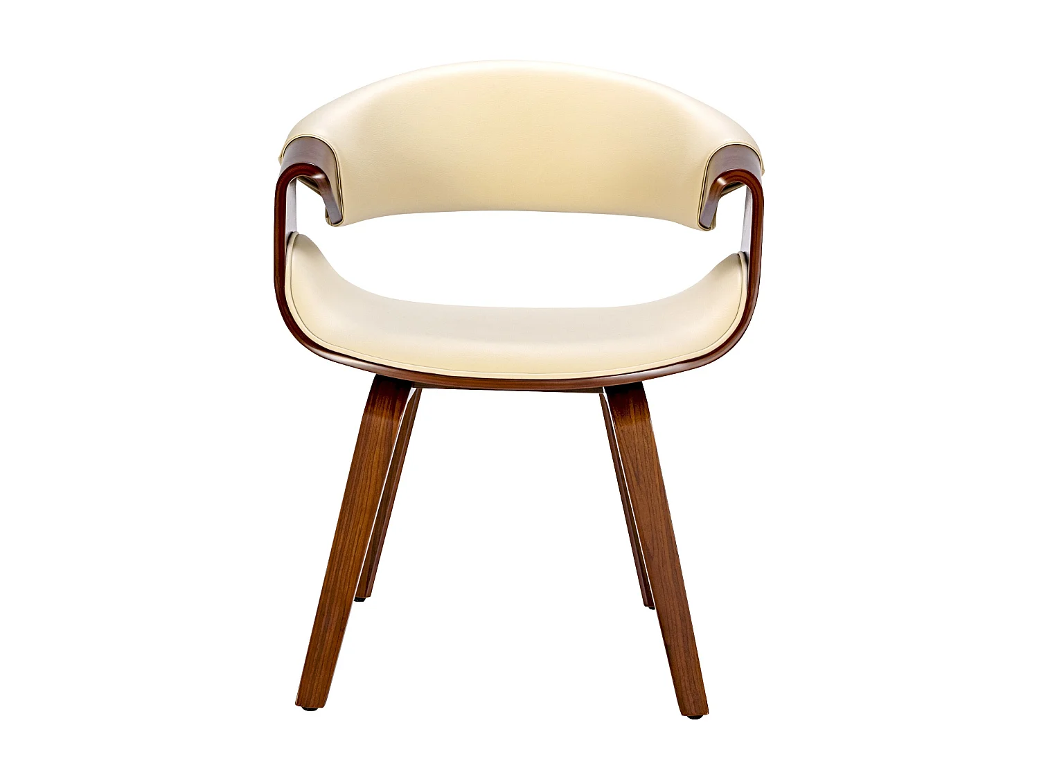 Lot de 2  chaise salle à manger - Similicuir - Noyer / Crème - Foley