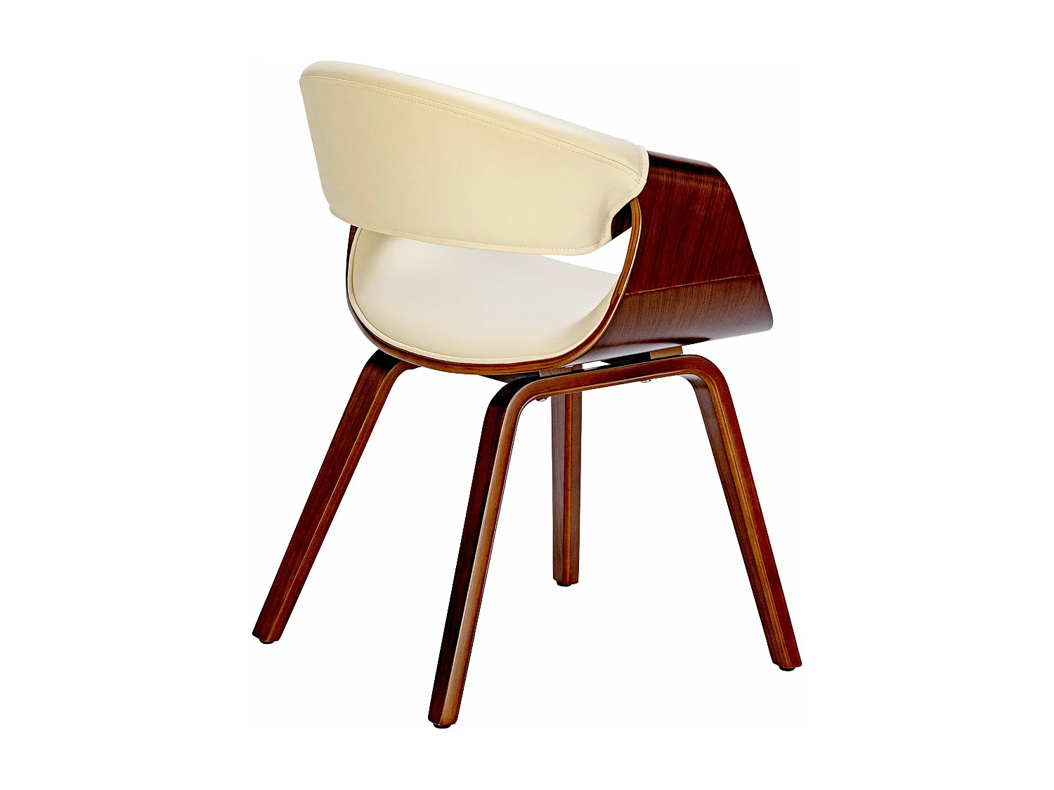 Lot de 2  chaise salle à manger - Similicuir - Noyer / Crème - Foley