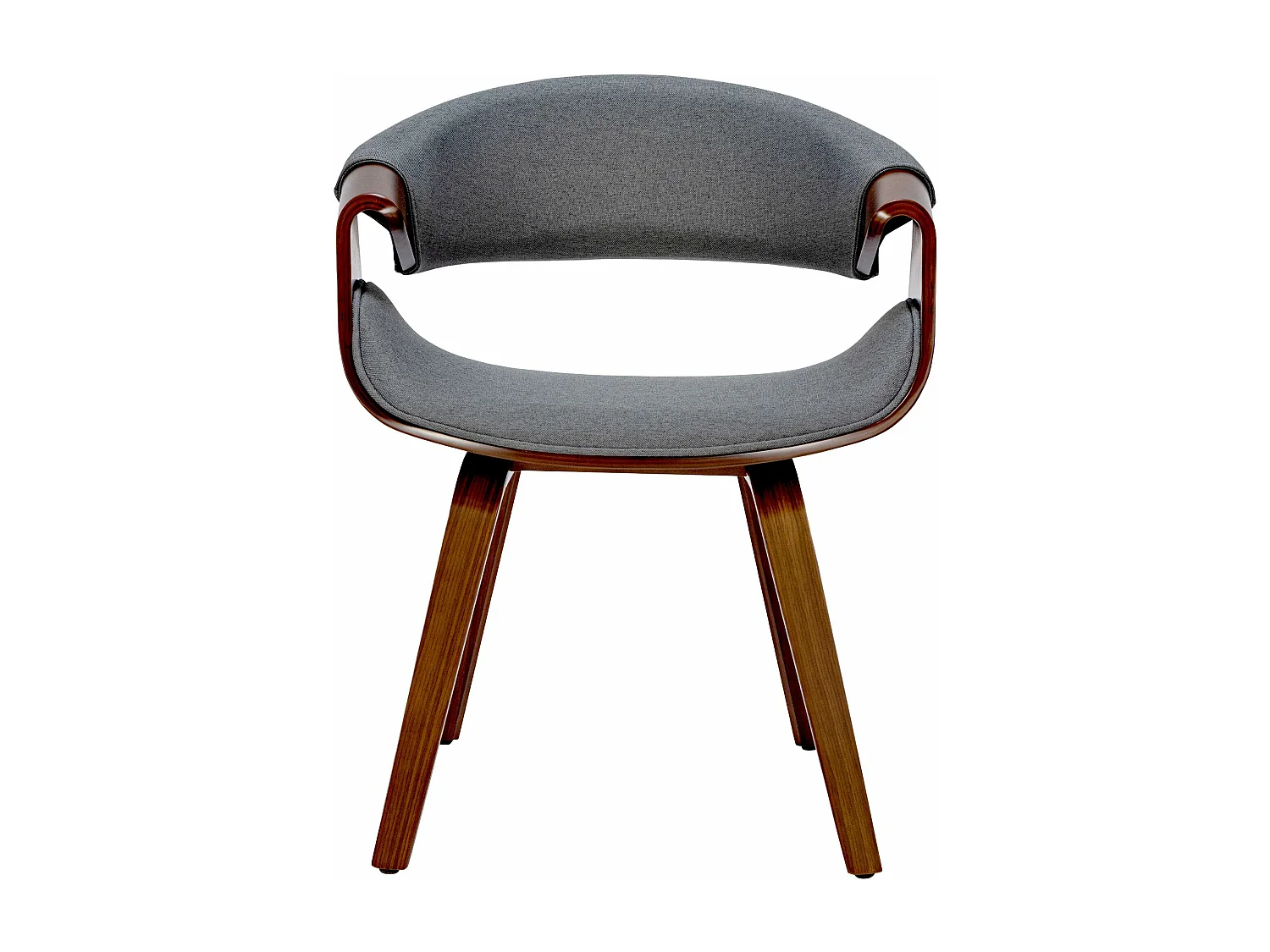 Lot de 2  chaise salle à manger - Tissu - Noyer / Gris - Foley