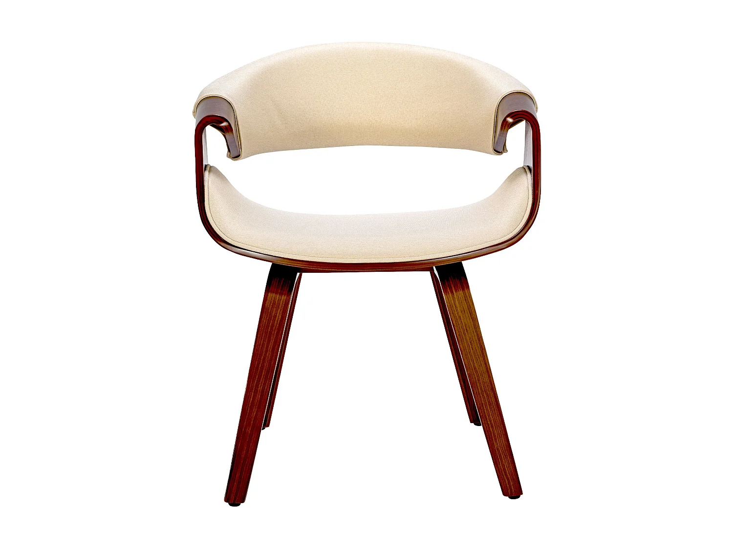 Lot de 2  chaise salle à manger - Tissu - Noyer / Crème - Foley