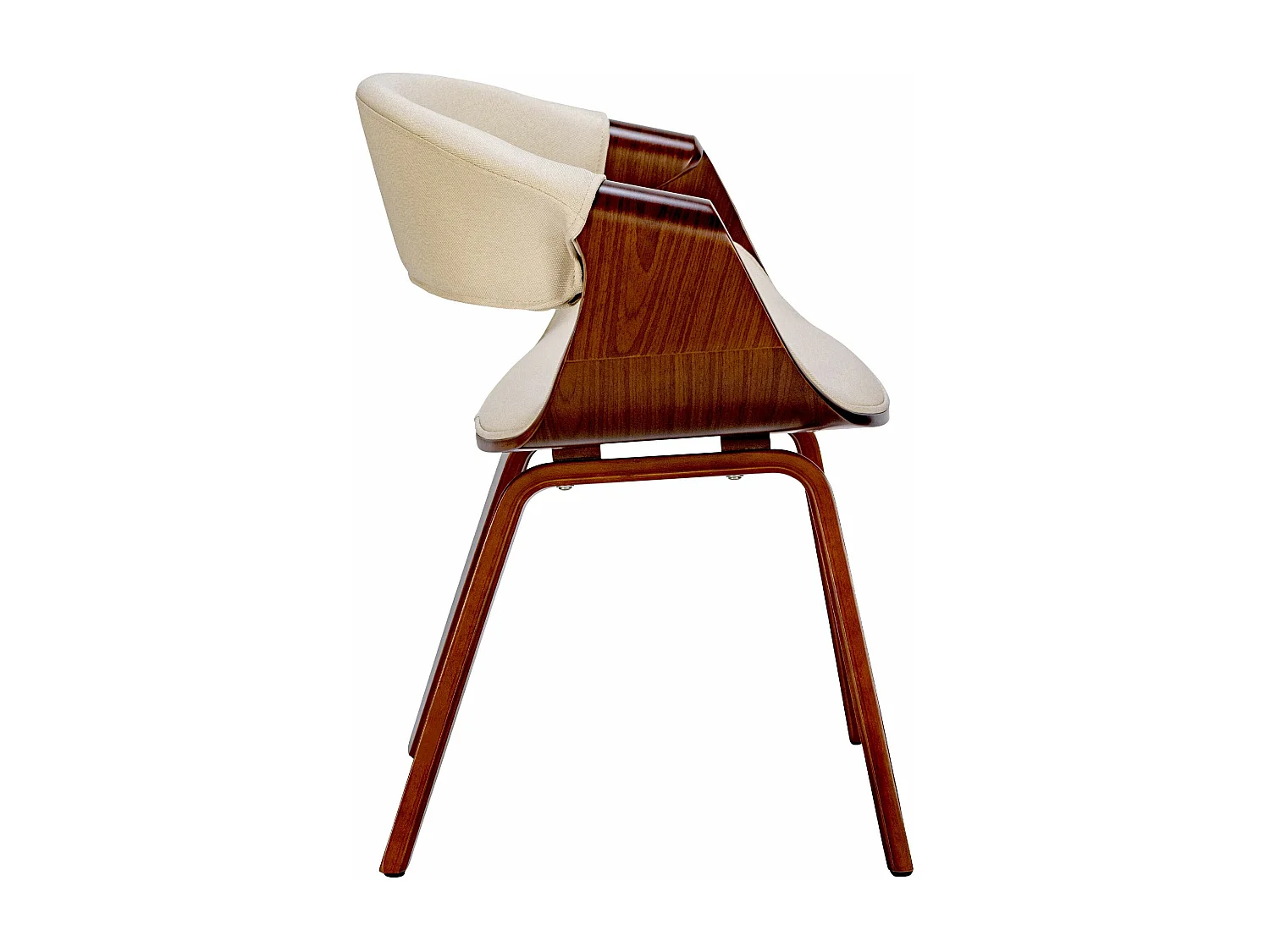 Lot de 2  chaise salle à manger - Tissu - Noyer / Crème - Foley