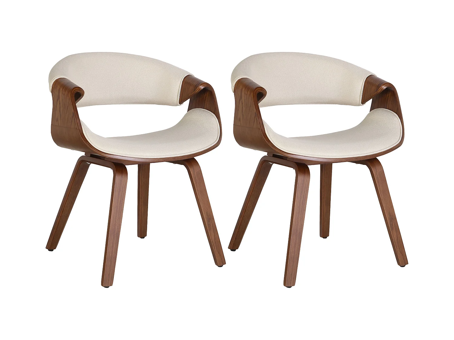 Lot de 2  chaise salle à manger - Tissu - Chêne / Crèmes - Foley