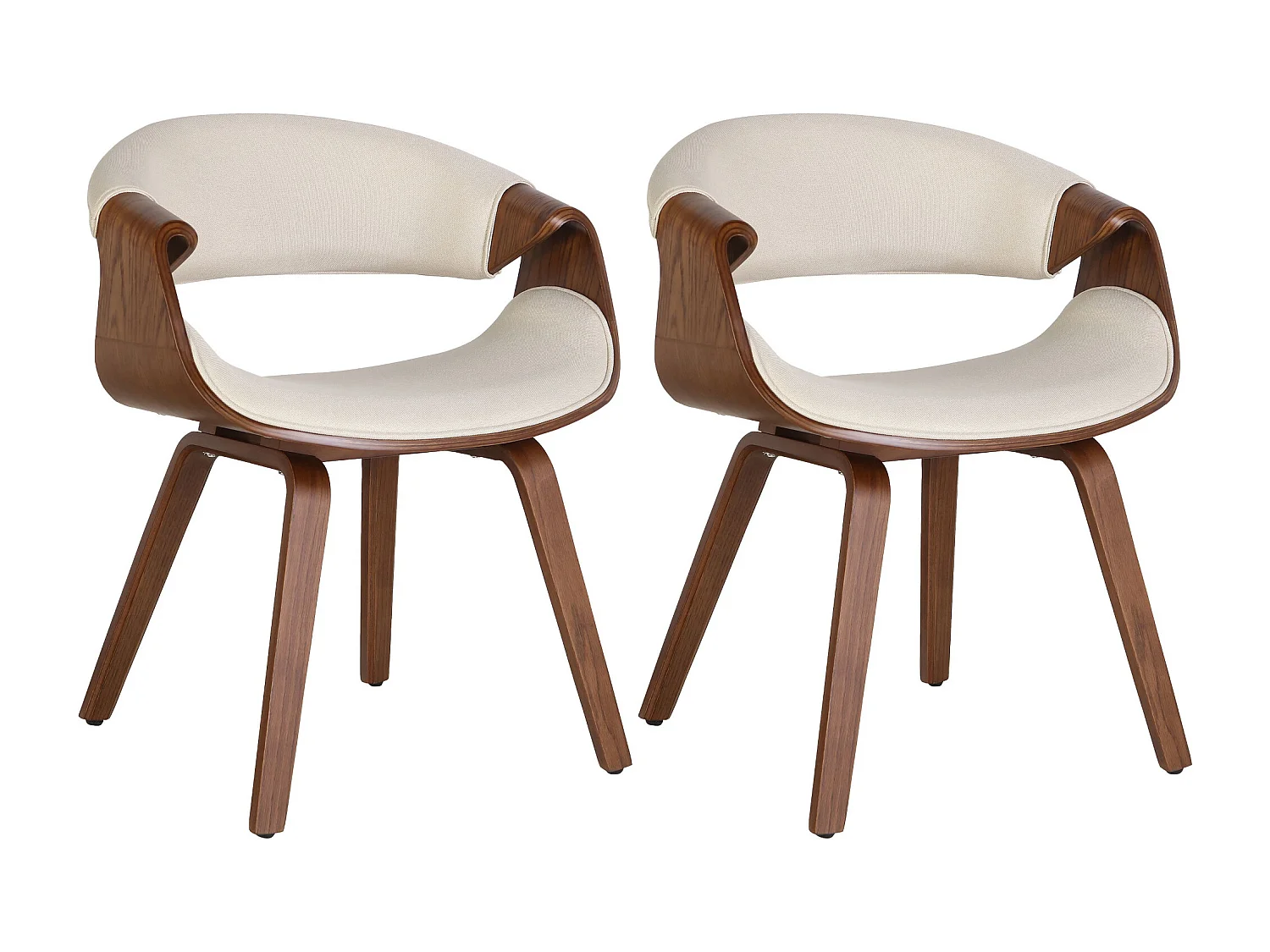 Lot de 2  chaise salle à manger - Tissu - Chêne / Crèmes - Foley