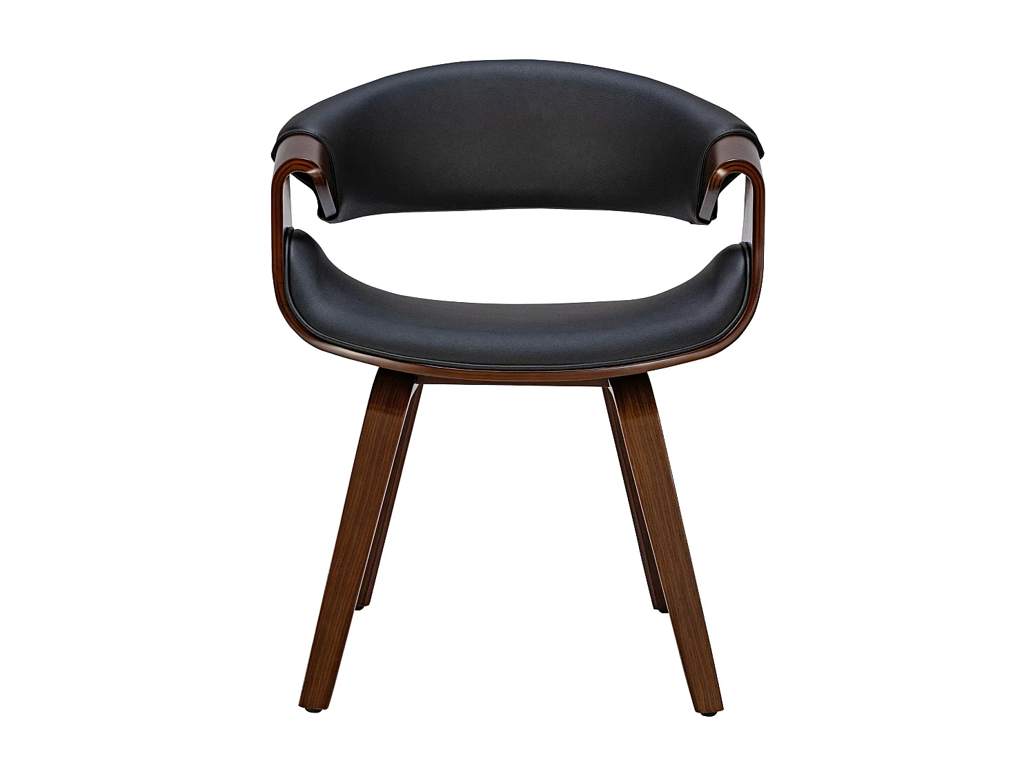 Lot de 2  chaise salle à manger - Similicuir & Bois - Noyer / Noir - Foley