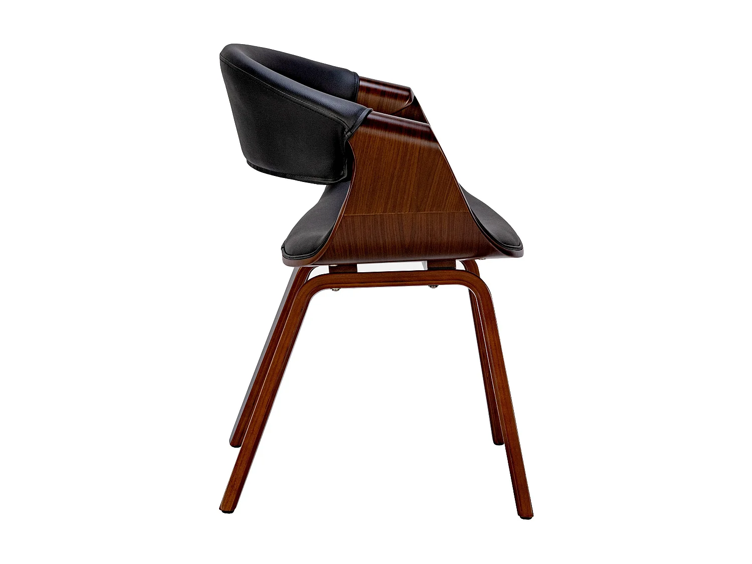 Lot de 2  chaise salle à manger - Similicuir & Bois - Noyer / Noir - Foley