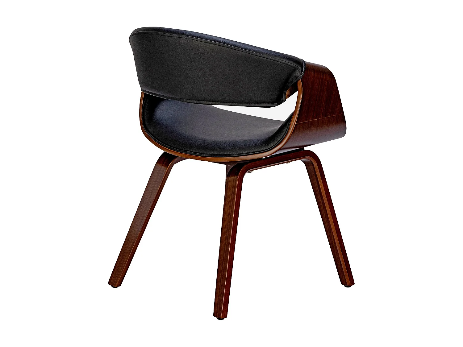 Lot de 2  chaise salle à manger - Similicuir & Bois - Noyer / Noir - Foley