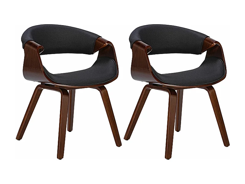 Lot de 2  chaise salle à manger - Tissu - Noyer / Noir - Foley