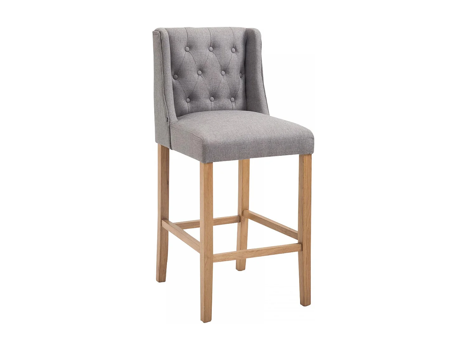 Tabouret de bar - Tissu & Bois - Gris clair - Cassandra