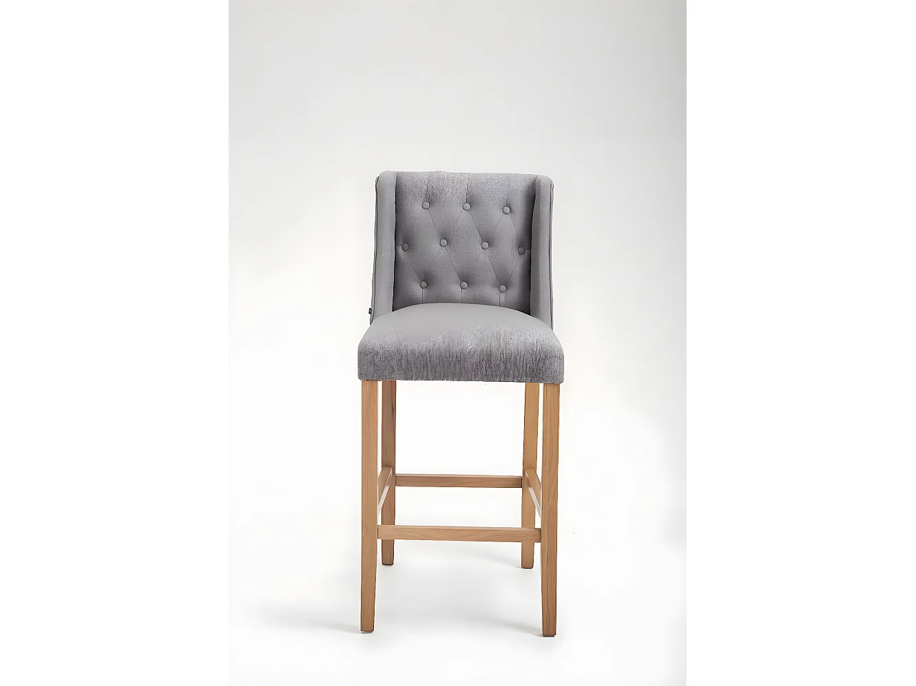 Tabouret de bar - Tissu & Bois - Gris clair - Cassandra