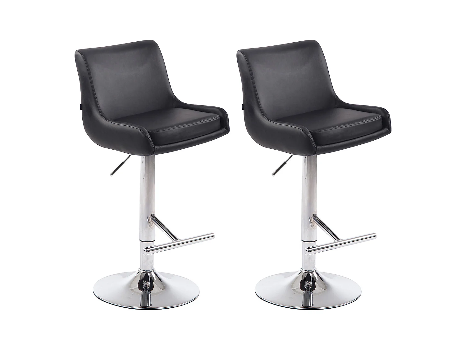 Lot de 2  Tabouret de bar - Similicuir & Métal - Noir - Club