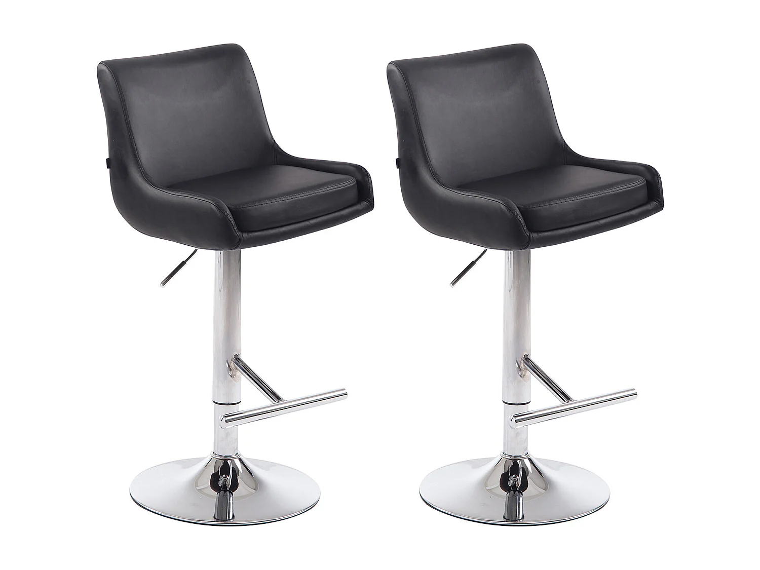 Lot de 2  Tabouret de bar - Similicuir & Métal - Noir - Club